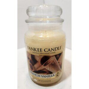 Yankee Candle Single Wick French Vanilla Scented 22 OZ Glass Jar Yellow Classic